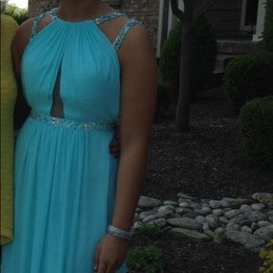 Teal blue prom dress